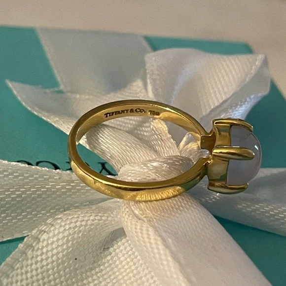 ❌SOLD❌Tiffany RARE gold chalcedony sugar stack ring size 6.25 - Picture 4 of 10